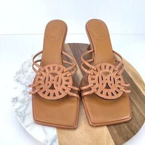 H&M Monogram Vegan Leather Kitten Heel Square Toe SANDALS EU41 INSTAGRAM